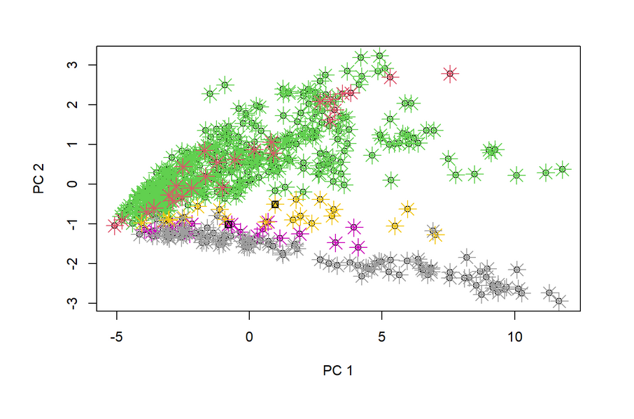 Principal component analysis chart from epilepsy breath-profile pilot