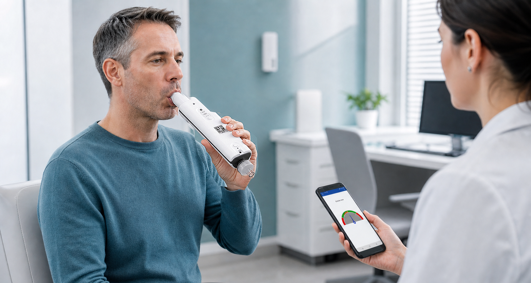 Patient using the BreathPass device